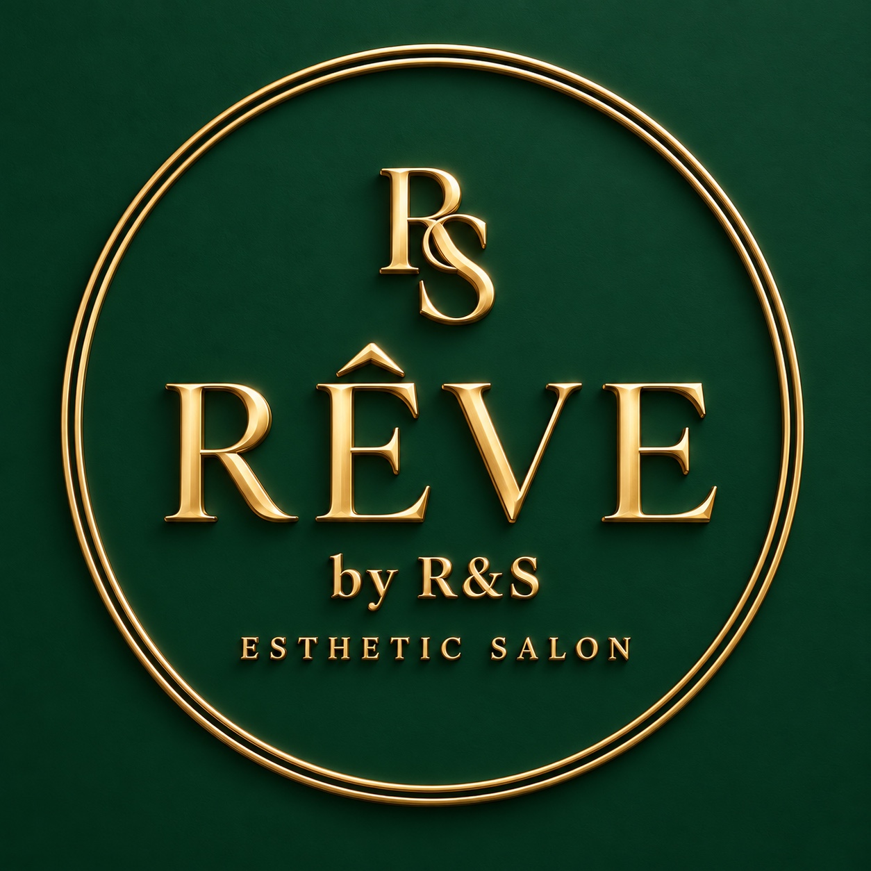 RÊVE by R&S Esthetic Salon — gold logo on deep emerald green
